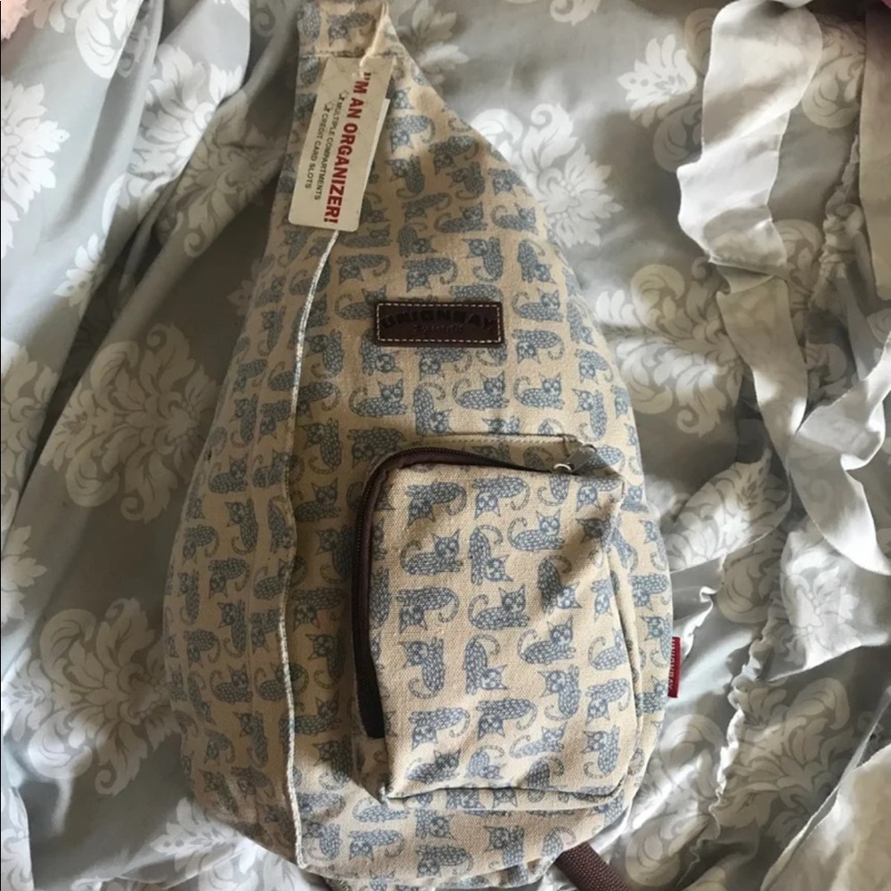 Unionbay rope sling cat print bag NWT